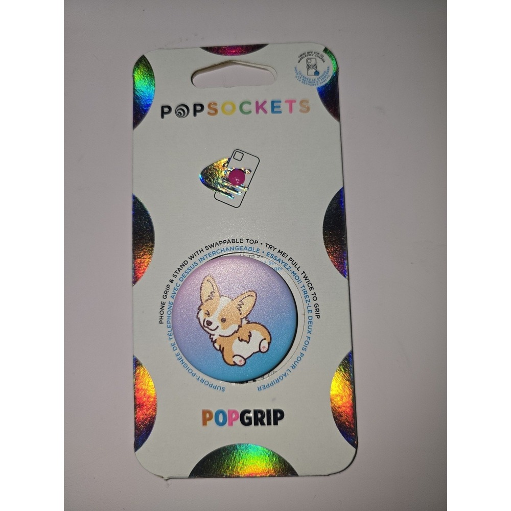 POPSOCKETS Pop Grip Pop Socket Cheeky Corgi Brand New Stand with Swappable Top